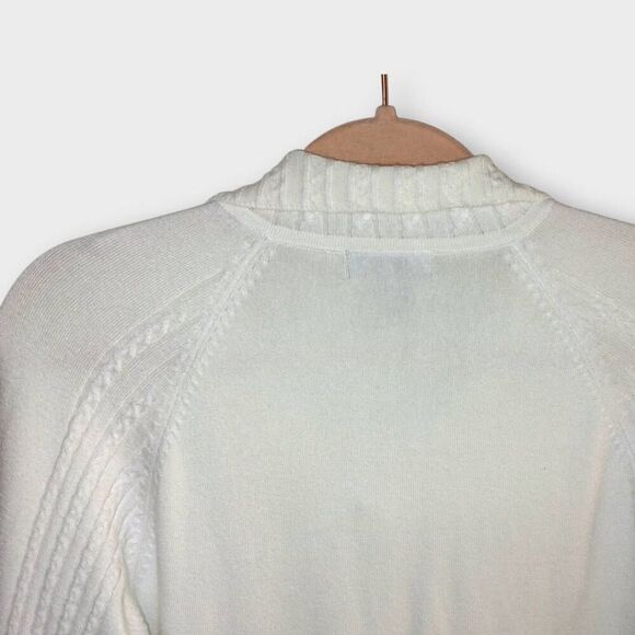 Nils Womens Sweater Sz Large White Ribbed Silver Zip TNeck - Picture 5 of 9
